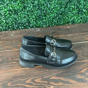 Black Loafers with Gold‎ Buckle